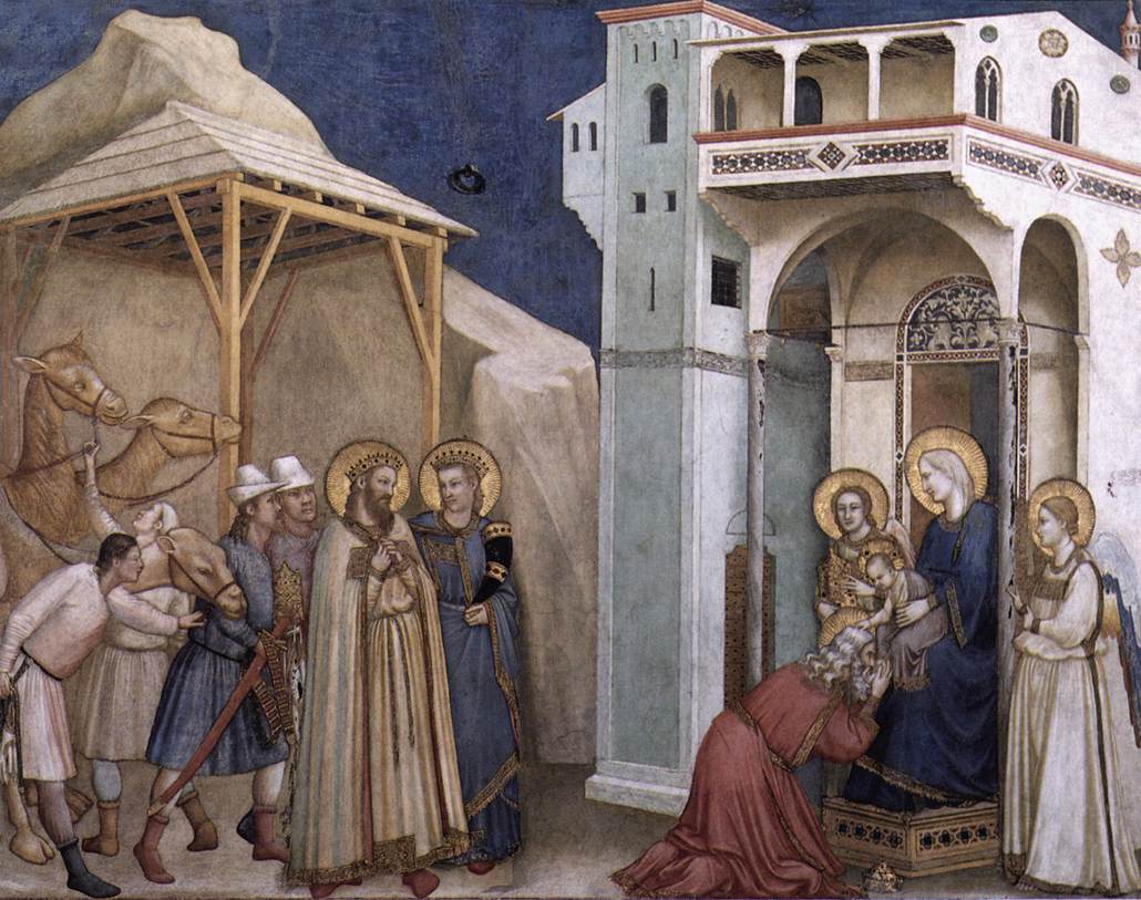"Adoración de los Magos", Giotto, 1311-1320. Basílica de San Francisco de Asís. Fuente: wikiart